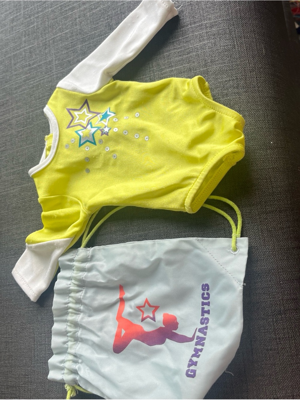 American girl McKenna Neon Yellow Gymnastics Leotard with Star Detail